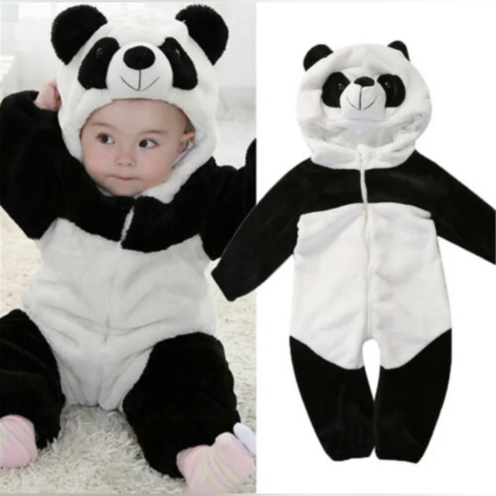 Baby Infant Panda Onesie Pajamas Unisex, Warm Fleece